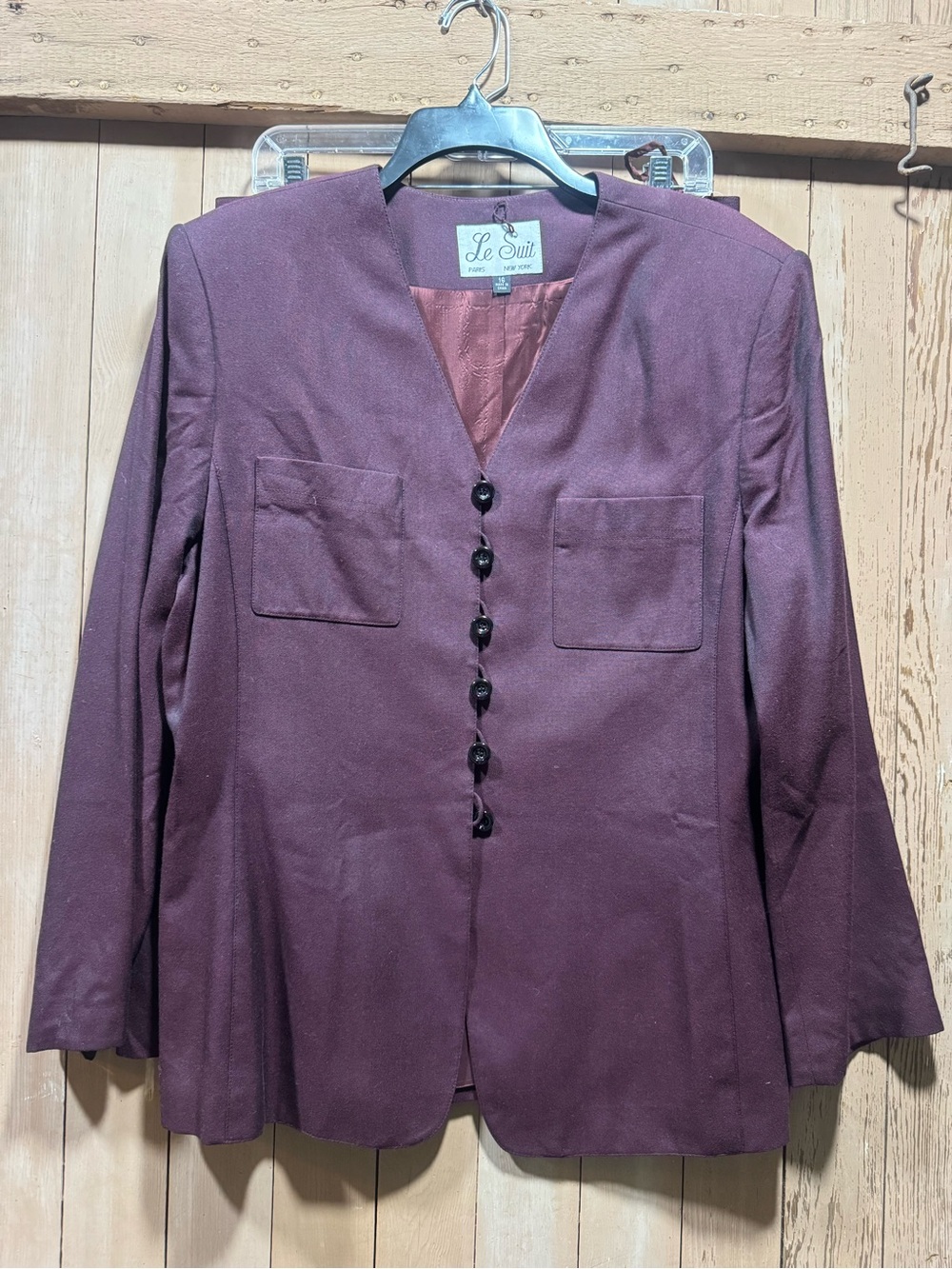 NWT VINTAGE Le Suit Burgundy Women's Skirt Suit, Blazer Jacket and Skirt (16) - Picture 2 of 7